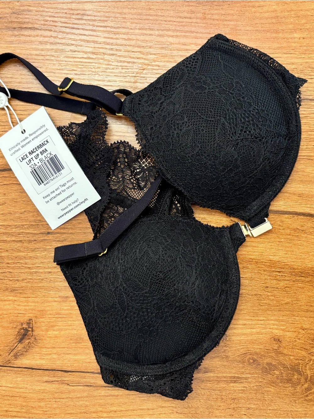 Lace Racerback Lift Bra - Black